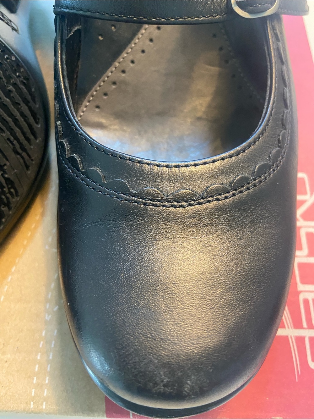 Dansko Black Leather Double-Strap Mary Jane Heels - Picture 7 of 16